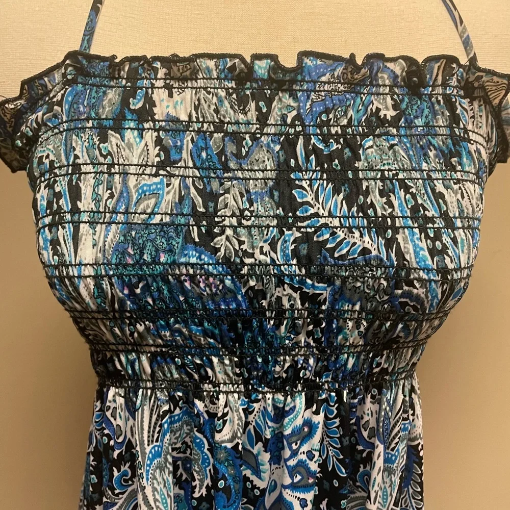 Blue Paisley Halter Maxi Dress - Picture 3 of 7